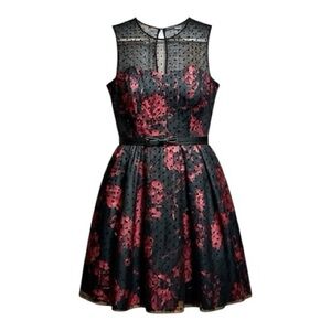 Madison Leigh Black and Pink Floral Mini Dress